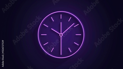 Wallpaper Mural Simple lines creating a minimalistic icon of a clock, outlined in purple, shown in Torontodigital.ca