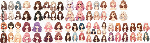 beautiful wig vector illustration collection