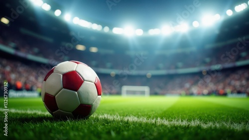 A football banner featuring a close-up of a football on a well-lit stadium field.