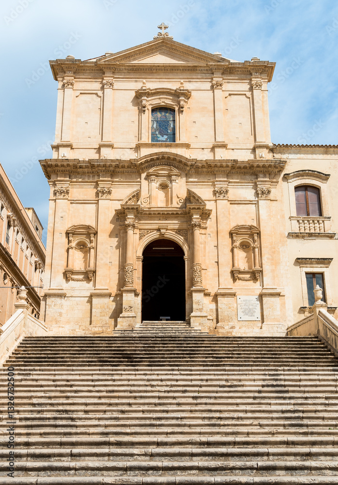 Fototapeta premium View of the Church of St. Francis of Assisi to the Immaculate in the historic center of Noto, province of Syracuse, Sicily, Italy