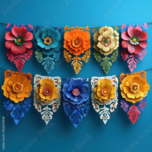 Vibrant Mexican Papel Picado Banners for Celebrating Hispanic Heritage Month