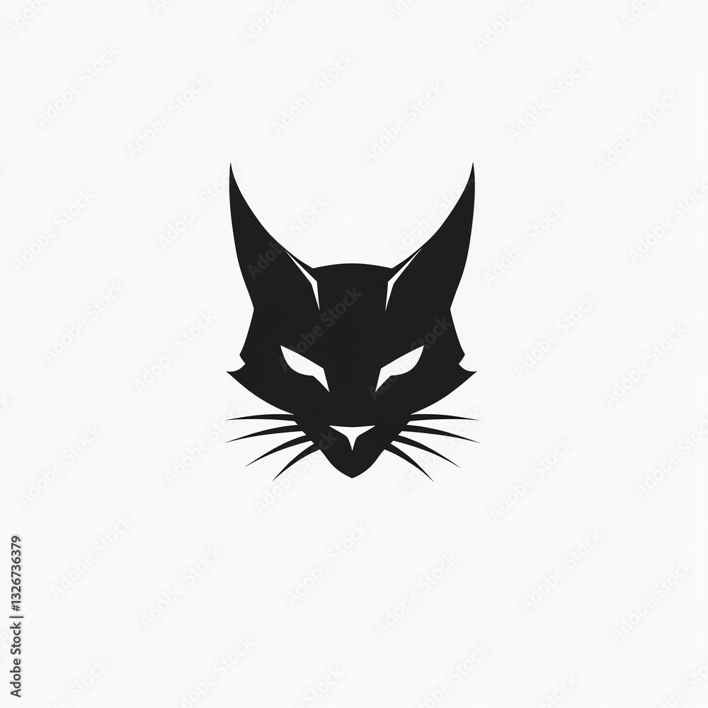 Obraz premium Sleek Caracal Portrait A Minimalist Black Design on White Background, Captivating and Symbolic.