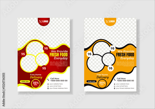 Modern clean clear Restaurant flyer template or food flyer design with best design organic shape restaurant food flyer design