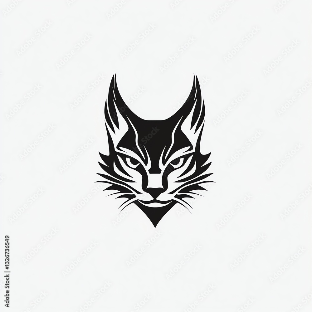 Obraz premium Stylized Caracal Portrait A Minimalist Black and White Design