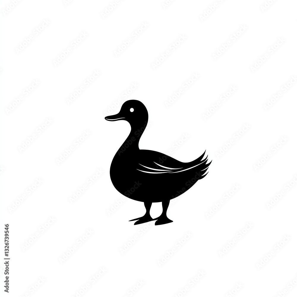 Elegant Minimalist Mallard Duck Silhouette Graphic Design. A simple black bird icon on a white background. Elegant Minimalist Mallard Duck Silhouette Graphic Design. A simple black bird icon on a white background.