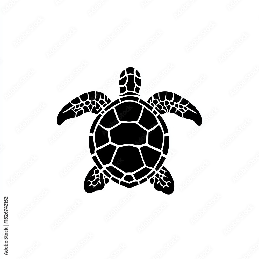 Obraz premium Majestic Sea Turtle A Black and White Minimalist Design, Symbolic of Ocean Life and Grace.