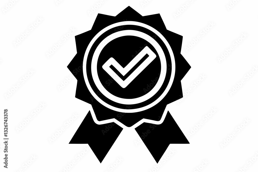 approved or certified medal icon line art silhouette vector illustration approved or certified medal icon line art silhouette vector illustration