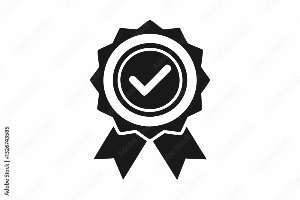 approved or certified medal icon line art silhouette vector illustration approved or certified medal icon line art silhouette vector illustration