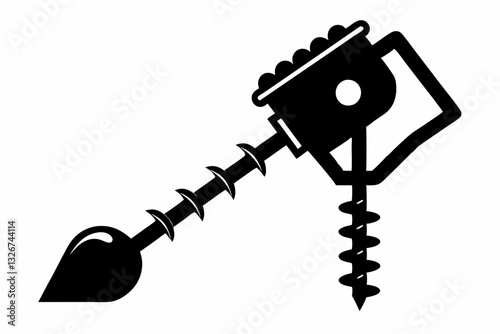 auger line art silhouette vector illustration