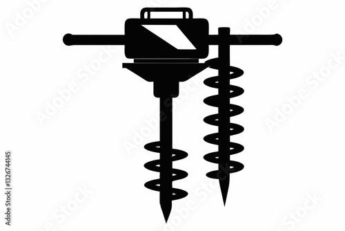 auger line art silhouette vector illustration