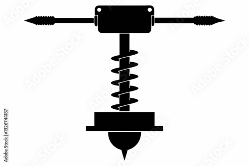 auger line art silhouette vector illustration