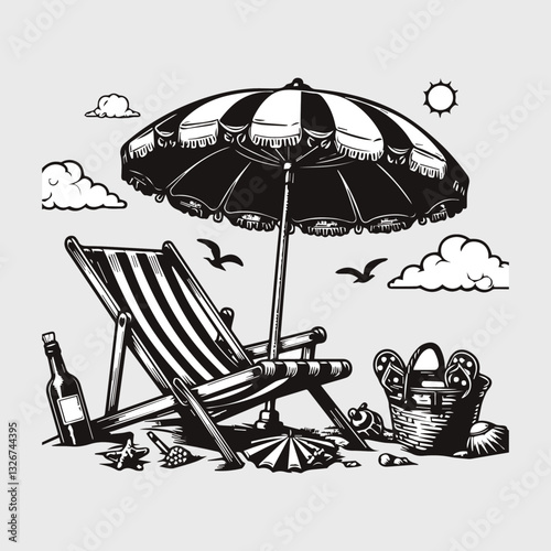 Beach Chair and Umbrella