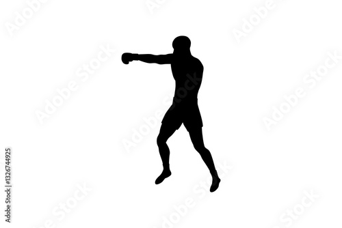 boxer and punch jab silhouette boxing sport