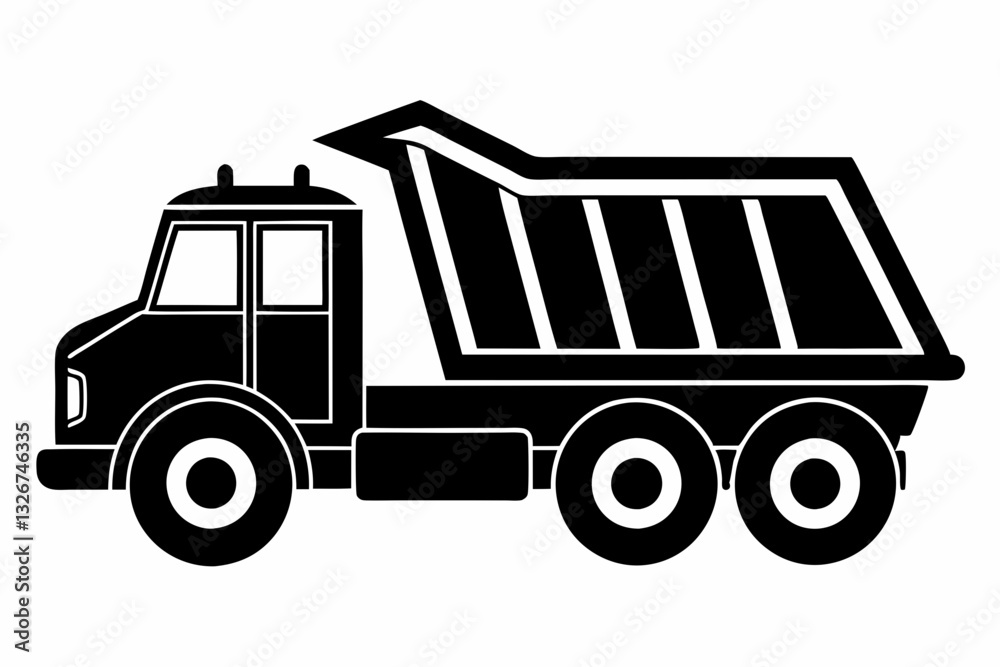 dump truck line art silhouette vector illustration dump truck line art silhouette vector illustration
