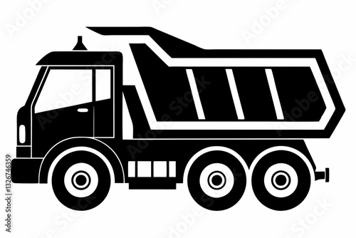 dump truck line art silhouette vector illustration