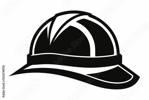 hard hat line art silhouette vector illustration