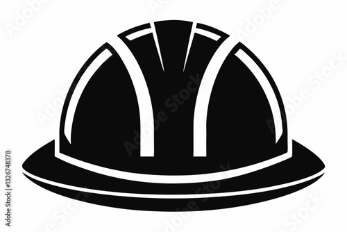 hard hat line art silhouette vector illustration