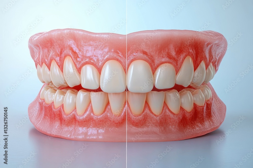 Fototapeta premium Healthy Gums vs Gingivitis Detailed 3D Rendering of Oral Health