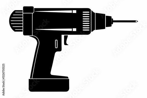 power drill line art silhouette vector illustration