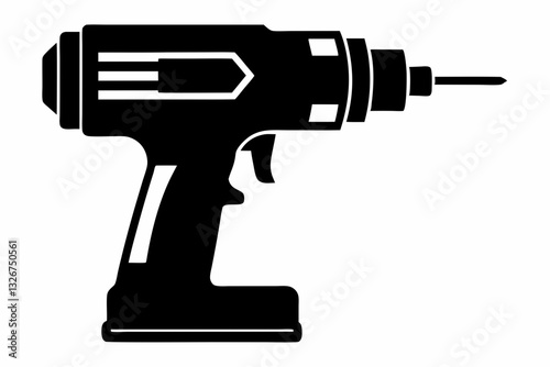 power drill line art silhouette vector illustration