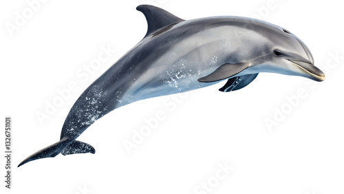 Majestic Dolphin Leaping from the Ocean Depths, Isolated on Transparent Background