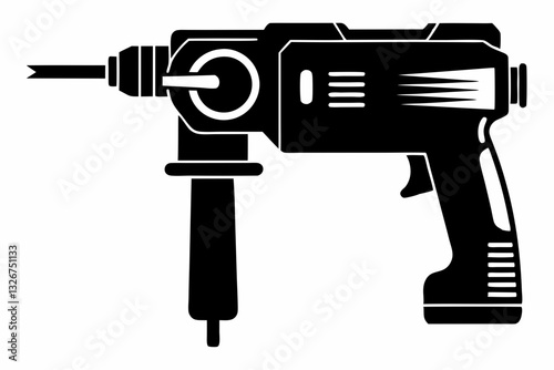 rotary hammer line art silhouette vector illustration