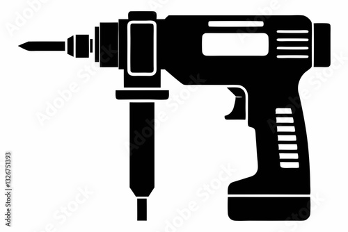 rotary hammer line art silhouette vector illustration