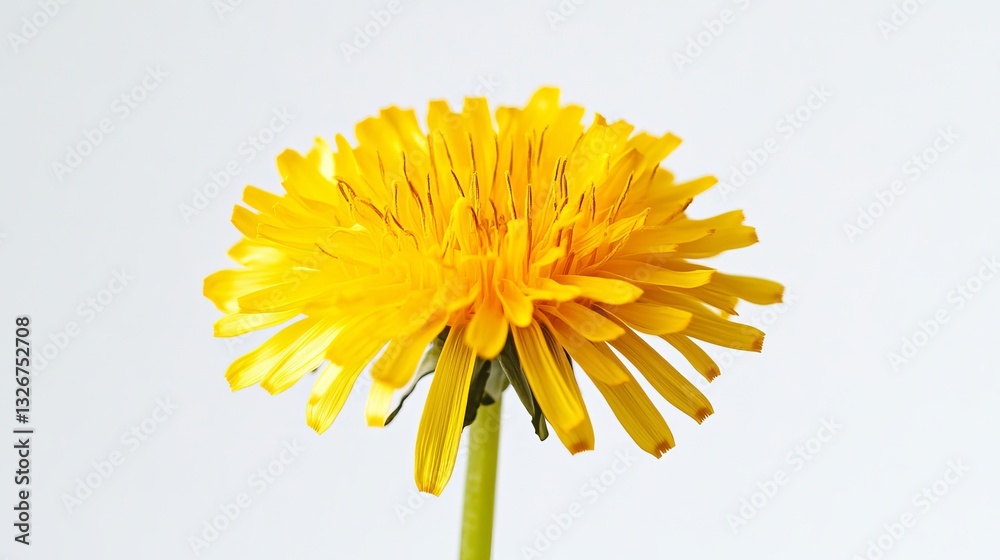A high-resolution close-up of a radiant yellow dandelion flower set against a clean white backdrop, ideal for botanical-themed designs. Captured in Copenhagen, Denmark A high-resolution close-up of a radiant yellow dandelion flower set against a clean white backdrop, ideal for botanical-themed designs. Captured in Copenhagen, Denmark