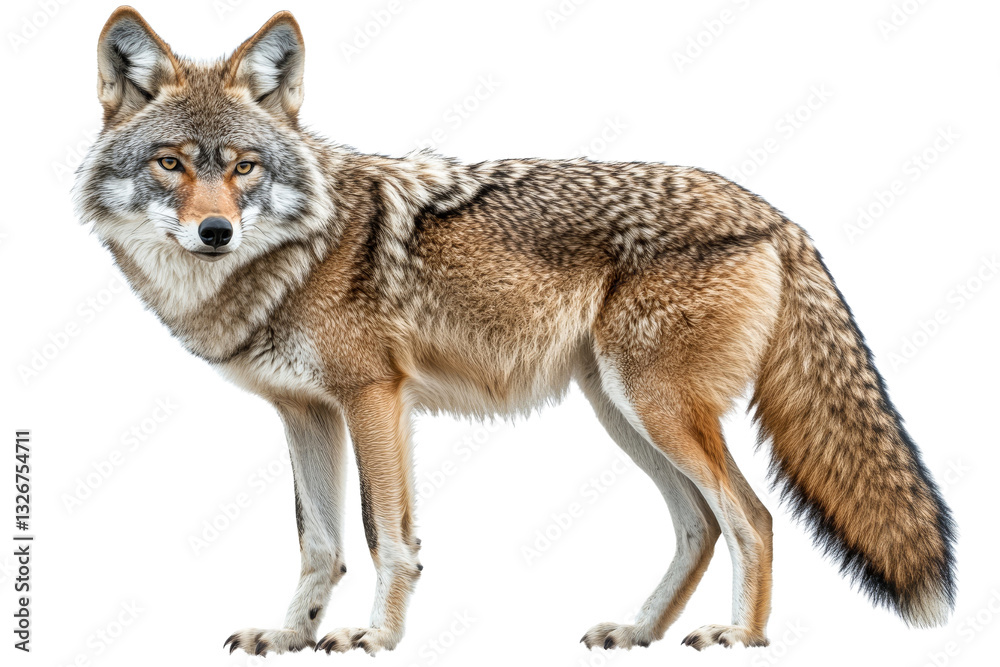 Naklejka premium Coyote standing on transparent background in natural pose