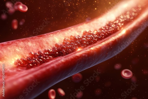 Blood Vessel Blockage Thrombosis 3D Rendering Coronary Artery Disease Stroke Heart Plaque Clot photo