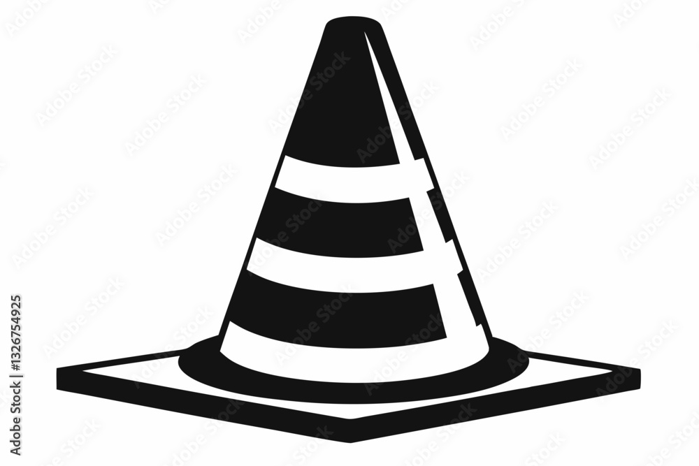 traffic cone line art silhouette vector illustration