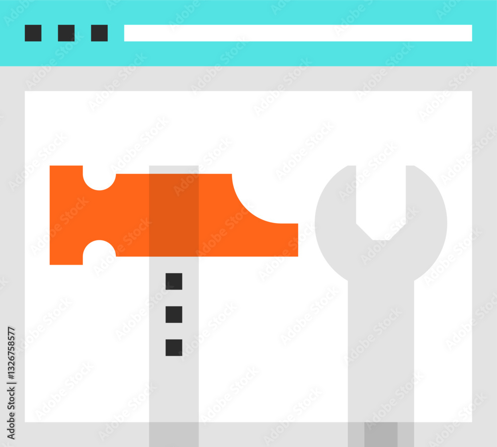 tech service flat line web icon concept tech service flat line web icon concept