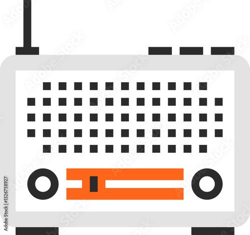 radio advertising flat line web icon concept