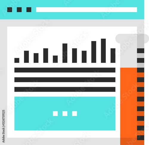 research and analytics flat line web icon concept
