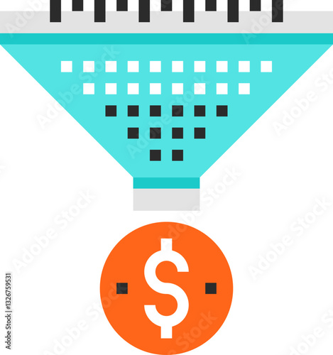 sales funnel flat line web icon concept