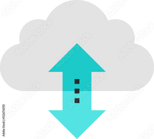 cloud storage flat line web icon concept