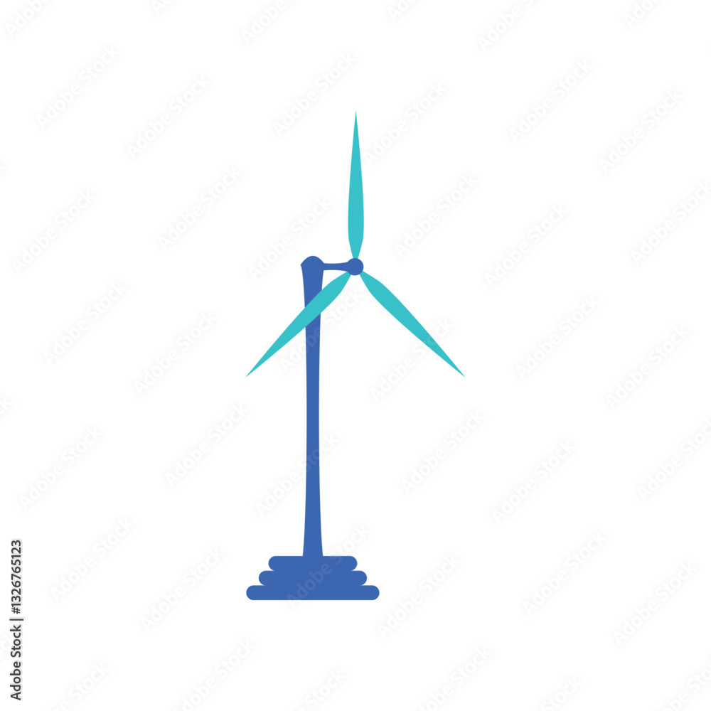 Vector illustration of a wind turbine for renewable energy generation, symbolizing clean power and sustainable electricity Vector illustration of a wind turbine for renewable energy generation, symbolizing clean power and sustainable electricity