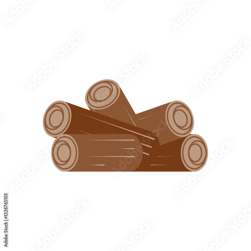 Vector illustration of stacked wooden logs, representing natural wood resources, forestry, and biomass energy