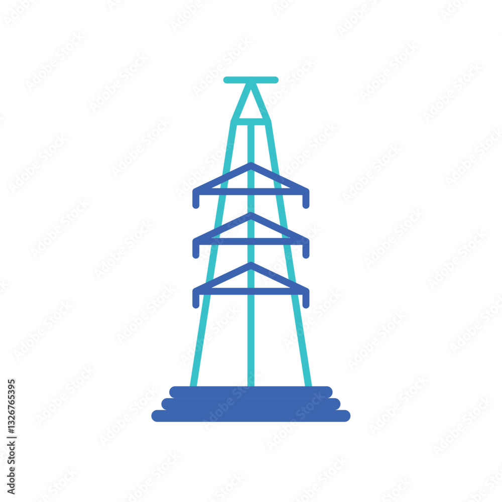 Flat Vector Illustration of a Transmission Tower or Power Line Structure Representing Electrical Infrastructure and Energy Distribution Flat Vector Illustration of a Transmission Tower or Power Line Structure Representing Electrical Infrastructure and Energy Distribution