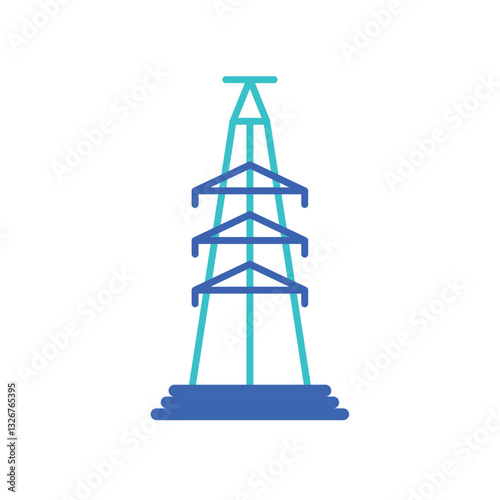 Flat Vector Illustration of a Transmission Tower or Power Line Structure Representing Electrical Infrastructure and Energy Distribution