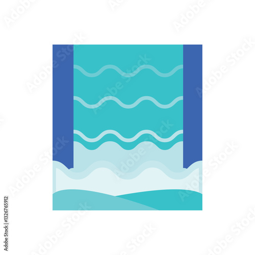 Vector Illustration of a Waterfall - Natural Water Feature with Cascading Water