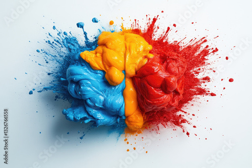 Vibrant color explosion art studio setting abstract photography creative environment close-up view visual impact