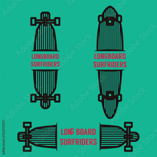 Long Board Skateboarding, Design Element in Vintage Style for Logotype, Label, Badge and other design. Vector illustration