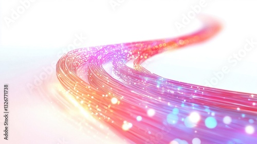 Glowing Fiber Optic Pathway with Vibrant Colors