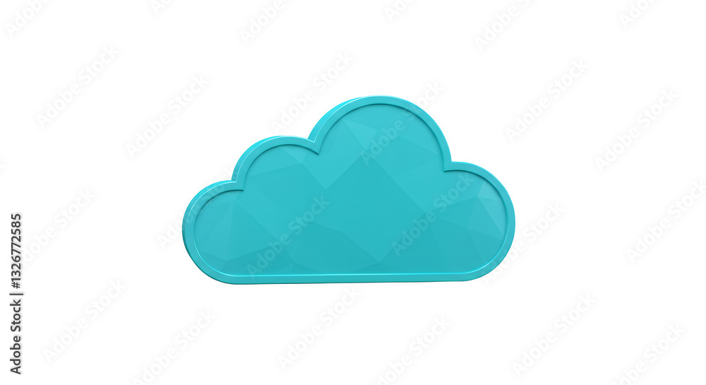 Cloud Computing Concept Illustration in Turquoise on Clean White Background Cloud Computing Concept Illustration in Turquoise on Clean White Background