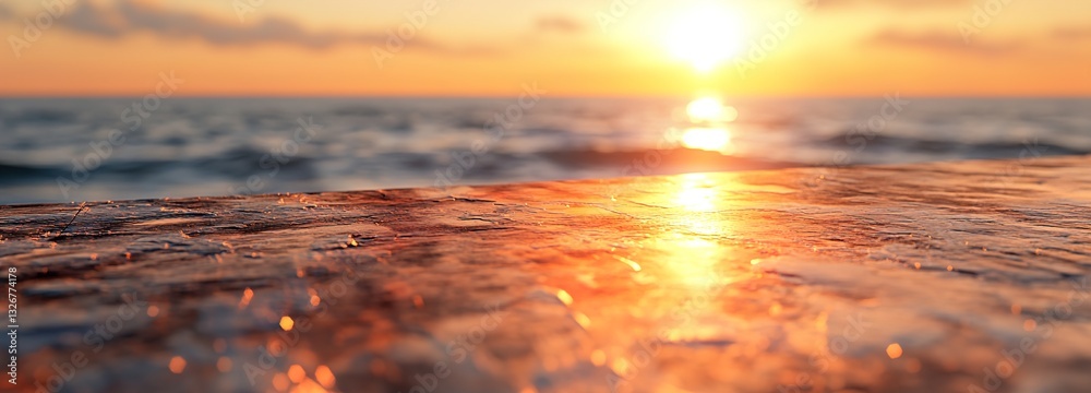 Tranquil Sunset Over a Calm Ocean with Reflective Water Surface and Soft Cloudy Skies for Serene Natural Landscapes