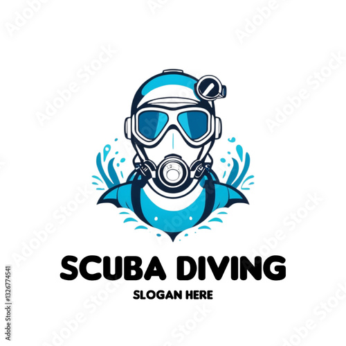 Scuba Diving Logo Design Vector Template. Snorkeling logo design vector illustration. 