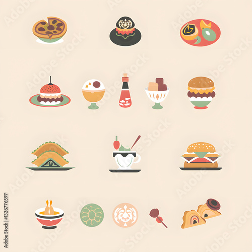 icon, illustration set for food and drink