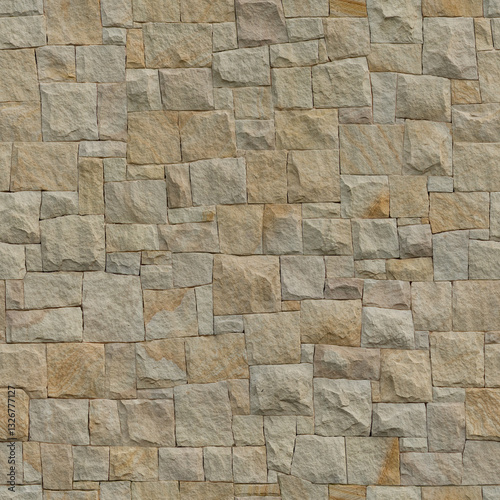 Seamless stone texture of yellow dryjoint rockface sandstone wall cladding