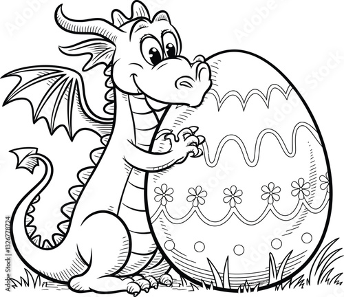 coloring page easter egg with dinosaur